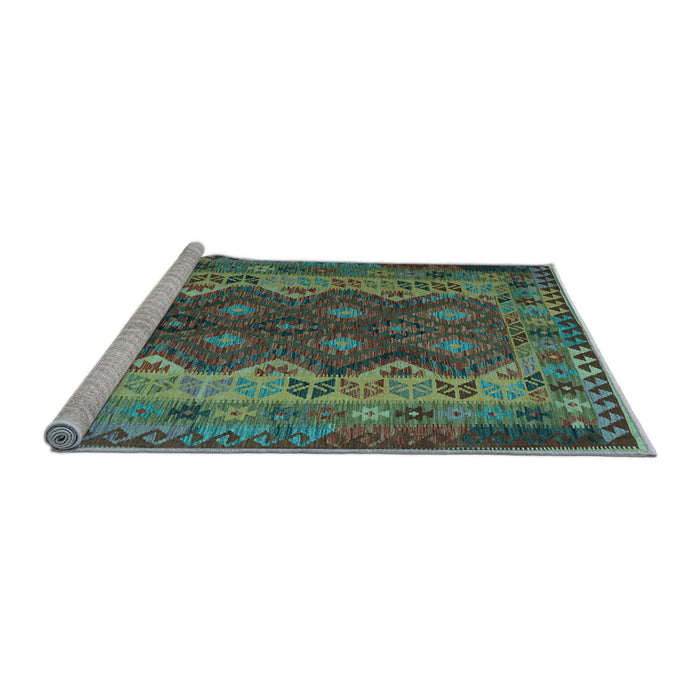 Sideview of Machine Washable Oriental Light Blue Traditional Rug, wshcon1094lblu