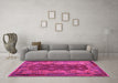 Machine Washable Oriental Pink Traditional Rug in a Living Room, wshcon1094pnk