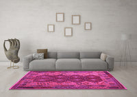 Machine Washable Oriental Pink Traditional Rug, wshcon1094pnk