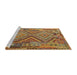 Serging Thickness of Machine Washable Contemporary Gold Rug, wshcon1095