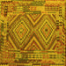 Square Southwestern Yellow Country Rug, con1095yw