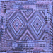 Square Machine Washable Southwestern Blue Country Rug, wshcon1095blu