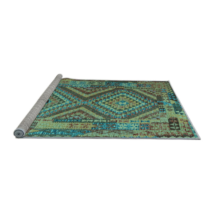 Sideview of Machine Washable Southwestern Light Blue Country Rug, wshcon1095lblu
