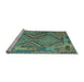 Sideview of Machine Washable Southwestern Light Blue Country Rug, wshcon1095lblu