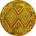 Round Southwestern Yellow Country Rug, con1095yw