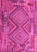 Machine Washable Southwestern Pink Country Rug, wshcon1095pnk