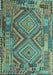 Machine Washable Southwestern Light Blue Country Rug, wshcon1095lblu