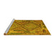 Sideview of Machine Washable Southwestern Yellow Country Rug, wshcon1095yw