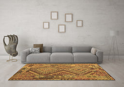 Machine Washable Southwestern Brown Country Rug in a Living Room,, wshcon1095brn
