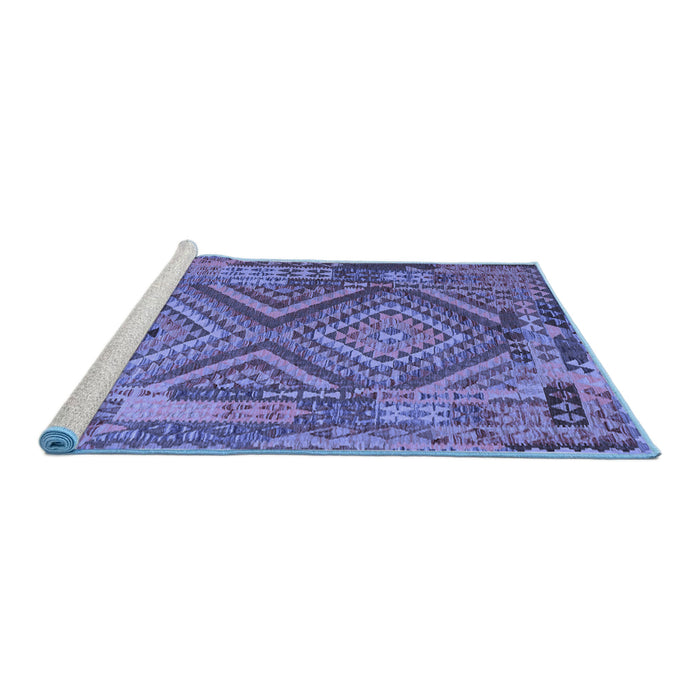Sideview of Machine Washable Southwestern Blue Country Rug, wshcon1095blu