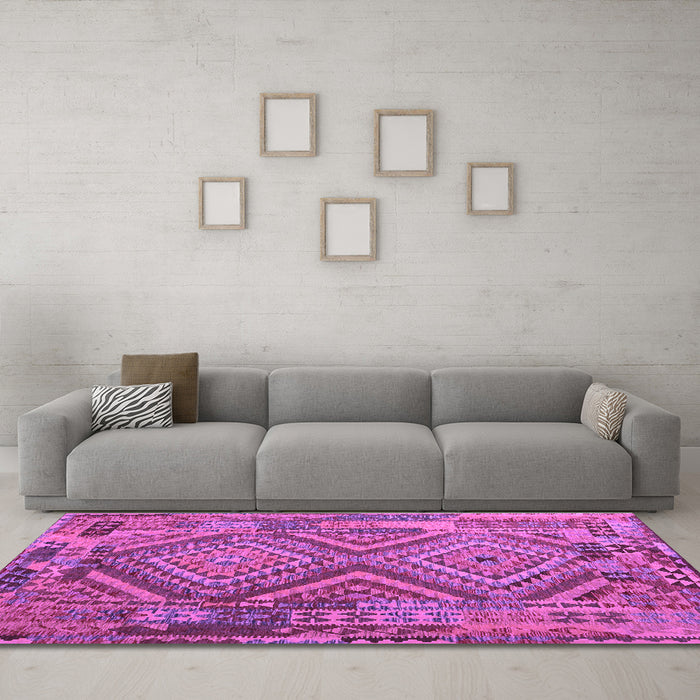 Machine Washable Southwestern Purple Country Area Rugs in a Living Room, wshcon1095pur