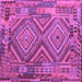 Square Machine Washable Southwestern Purple Country Area Rugs, wshcon1095pur