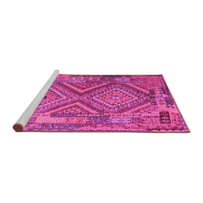 Sideview of Machine Washable Southwestern Pink Country Rug, wshcon1095pnk