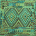 Square Southwestern Turquoise Country Rug, con1095turq