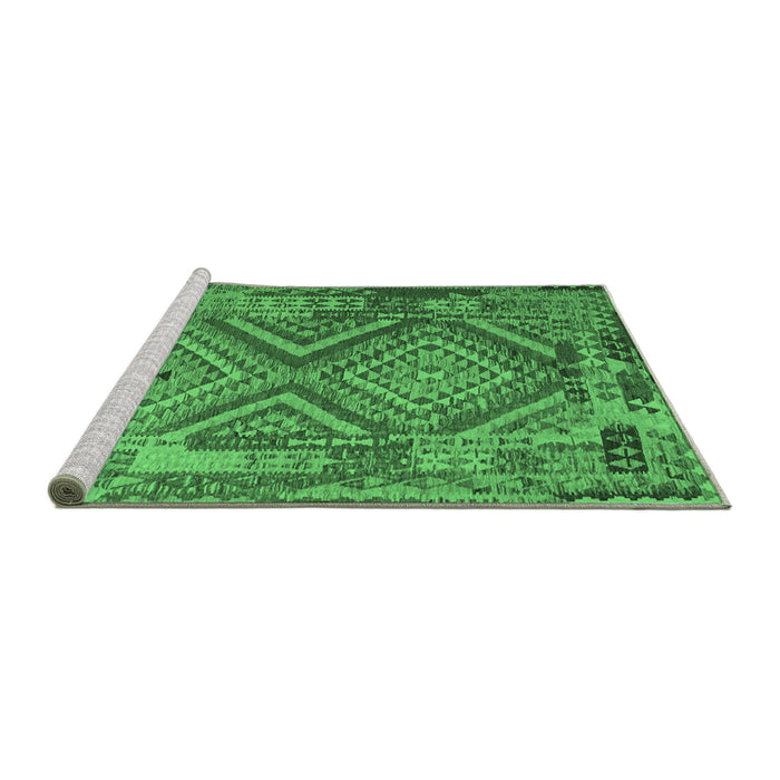 Sideview of Machine Washable Southwestern Emerald Green Country Area Rugs, wshcon1095emgrn