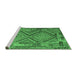 Sideview of Machine Washable Southwestern Emerald Green Country Area Rugs, wshcon1095emgrn