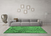 Machine Washable Southwestern Emerald Green Country Area Rugs in a Living Room,, wshcon1095emgrn