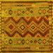 Square Oriental Yellow Traditional Rug, con1096yw