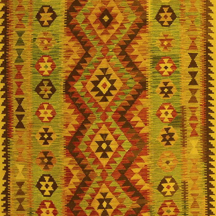 Machine Washable Oriental Yellow Traditional Rug, wshcon1096yw