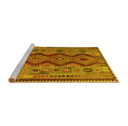 Sideview of Machine Washable Oriental Yellow Traditional Rug, wshcon1096yw