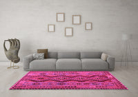 Machine Washable Oriental Pink Traditional Rug, wshcon1096pnk