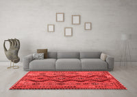 Machine Washable Oriental Red Traditional Rug, wshcon1096red