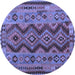 Round Oriental Blue Traditional Rug, con1096blu