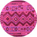 Round Oriental Pink Traditional Rug, con1096pnk