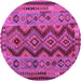 Round Oriental Purple Traditional Rug, con1096pur