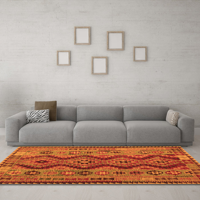 Machine Washable Oriental Orange Traditional Area Rugs in a Living Room, wshcon1096org