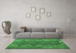 Machine Washable Oriental Emerald Green Traditional Area Rugs in a Living Room,, wshcon1096emgrn