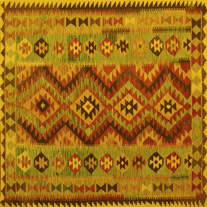 Square Machine Washable Oriental Yellow Traditional Rug, wshcon1096yw