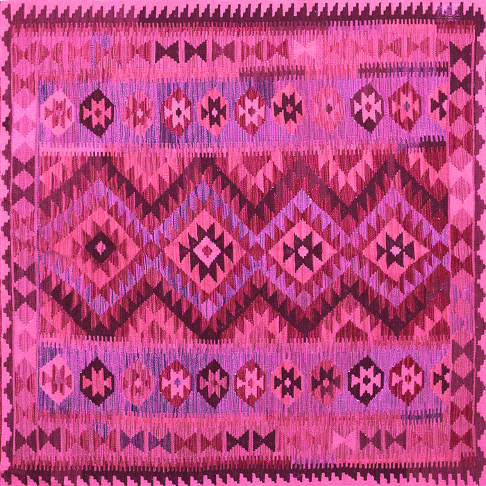 Square Machine Washable Oriental Pink Traditional Rug, wshcon1096pnk