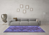 Machine Washable Oriental Blue Traditional Rug, wshcon1096blu