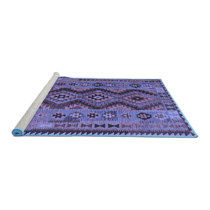 Sideview of Machine Washable Oriental Blue Traditional Rug, wshcon1096blu