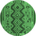 Round Oriental Emerald Green Traditional Rug, con1096emgrn