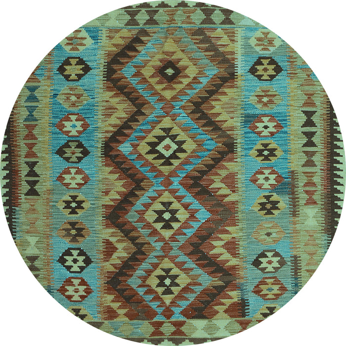 Round Oriental Light Blue Traditional Rug, con1096lblu