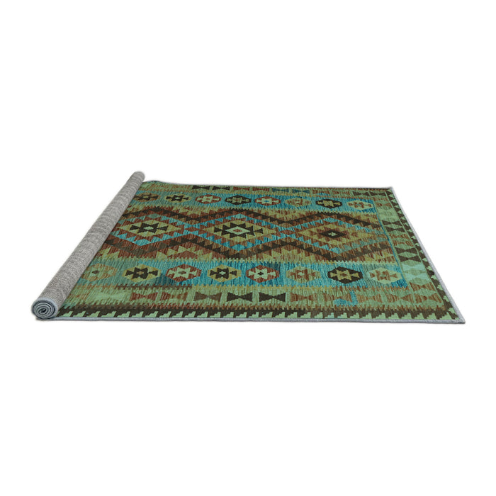 Sideview of Machine Washable Oriental Light Blue Traditional Rug, wshcon1096lblu