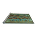 Sideview of Machine Washable Oriental Light Blue Traditional Rug, wshcon1096lblu