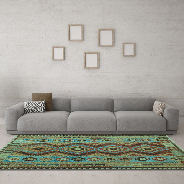Machine Washable Oriental Light Blue Traditional Rug in a Living Room, wshcon1096lblu