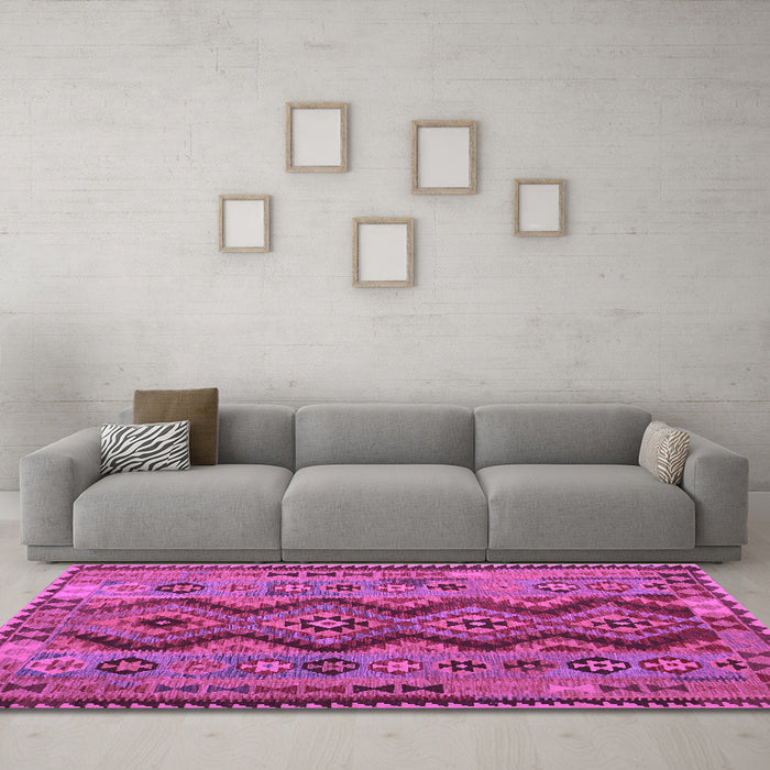 Machine Washable Oriental Purple Traditional Area Rugs in a Living Room, wshcon1096pur
