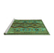 Sideview of Machine Washable Oriental Turquoise Traditional Area Rugs, wshcon1096turq