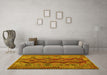 Machine Washable Oriental Yellow Traditional Rug in a Living Room, wshcon1096yw