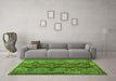 Machine Washable Oriental Green Traditional Area Rugs in a Living Room,, wshcon1096grn