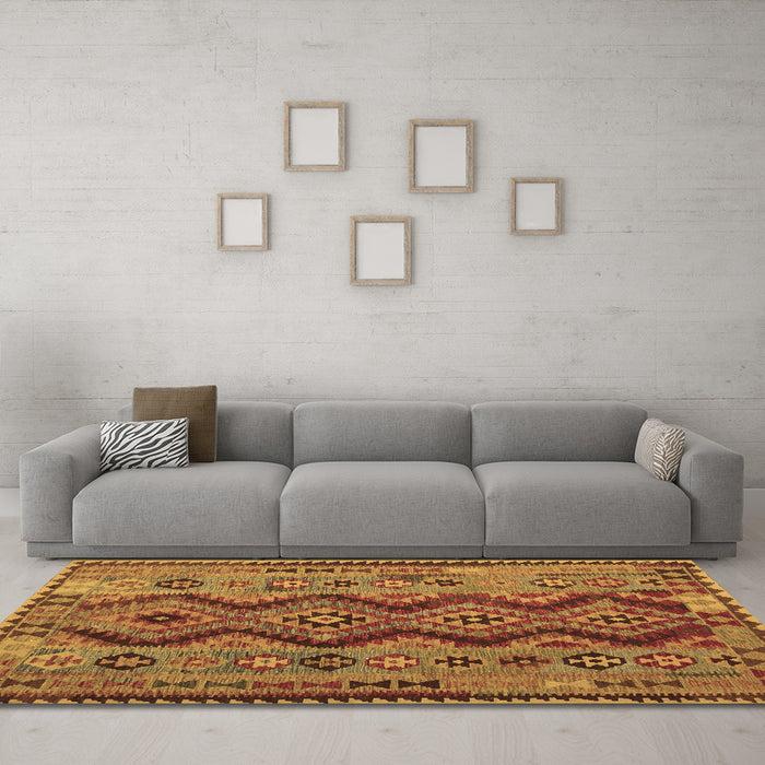 Machine Washable Oriental Brown Traditional Rug in a Living Room,, wshcon1096brn