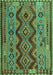 Machine Washable Oriental Turquoise Traditional Area Rugs, wshcon1096turq