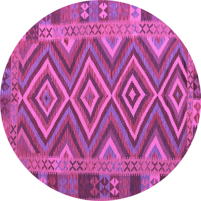 Round Machine Washable Southwestern Purple Country Area Rugs, wshcon1097pur