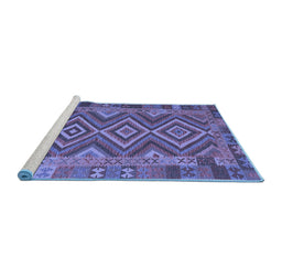 Sideview of Machine Washable Southwestern Blue Country Rug, wshcon1097blu