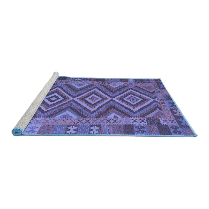 Sideview of Machine Washable Southwestern Blue Country Rug, wshcon1097blu