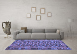Machine Washable Southwestern Blue Country Rug in a Living Room, wshcon1097blu